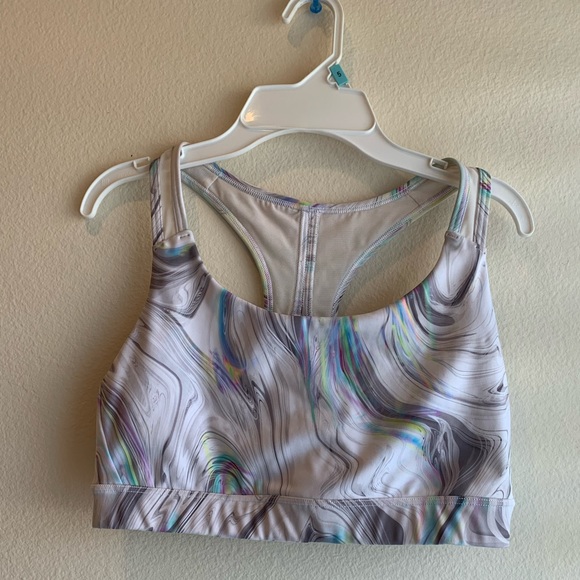 Athleta Bra Marbled White Grey Neon Size Small - Picture 1 of 6